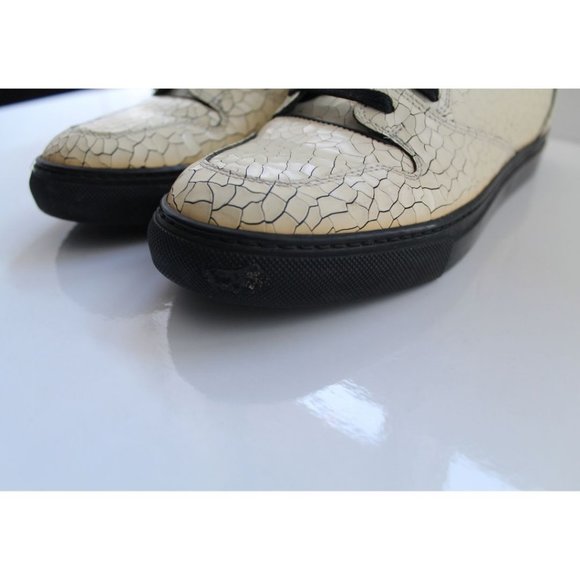 BALENCIAGA Craquelé High-Top Calfskin Leather Sneaker Off White Size FR 37 - Picture 9 of 11